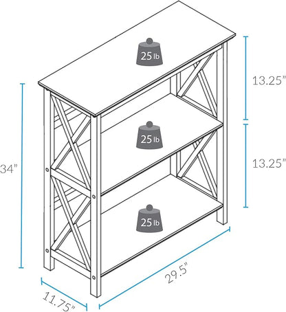 Montego 3-Shelf Bookcase-Walnut - Image 3