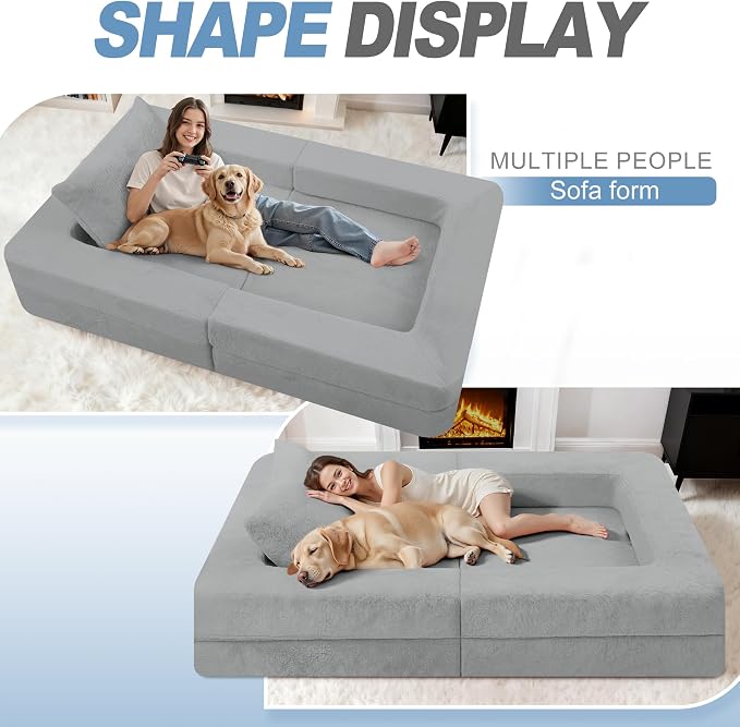 Futon Sofa Bed with Pillow, 3-in-1 Sleeper Sofa Bed with Removable Cover - Image 7