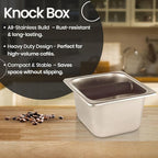Rattleware Heavy-Duty Stainless Steel Knock Box Espresso Puck Disposal Durable Commercial Grade with Welded Bar Splash Guard All-Stainless Design for Busy Cafes and Home Baristas (6" x 5.5" x 4")