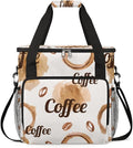 Watercolor Coffee Coffee Maker Carring Bag Coffee Beans Travel Carrying Storage Tote Bag Compatible with Keurig K-Mini or K-Mini Plus Portable Single Serve Coffee Brewer Case with Pockets for K-cup Pods