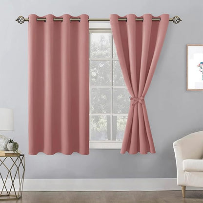 Blackout Curtains for Bedroom 2 Panels 52 x 54 Inch Long Dusty Rose | Thermal - Image 8