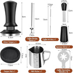 53mm Espresso Hand Tamper, 22 PCS Coffee Tamper Set, Espresso Accessories with 53mm Espresso Tamper, WDT Tool, Frothing Pitcher, Latte Art Pen, Coffee Stirrer, Tamper Mat, 16 Coffee Stencils