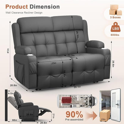 RV Loveseat Recliner Sofa, Wall Hugger Recliners - Image 2