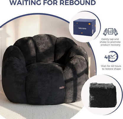 MAXYOYO Bean Bag Chair for Adults, Floral Shaped Bean Bag Sofa, Ultra Soft Faux - Image 7
