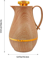 Insulated Thermal Coffee Carafe, 33 oz, Luxury Arabic-Style Insulated Carafe Flask, Coffee Tea Pot, with Spout and Glass Liner for Hot Cold Water, Housewarming Ornaments (Wood Color)