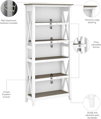 Bush Home Tall 5 Shelf Bookcase - Image 7