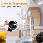 64oz Glass Pitcher with Lid-2 Quart, Leak-Proof Wide Mouth Jar with Pouring Airtight Lid, Heavy Duty Glass Mason Jar Pitcher, Ideal Container for Water, Juice, Milk and Drinks Storage