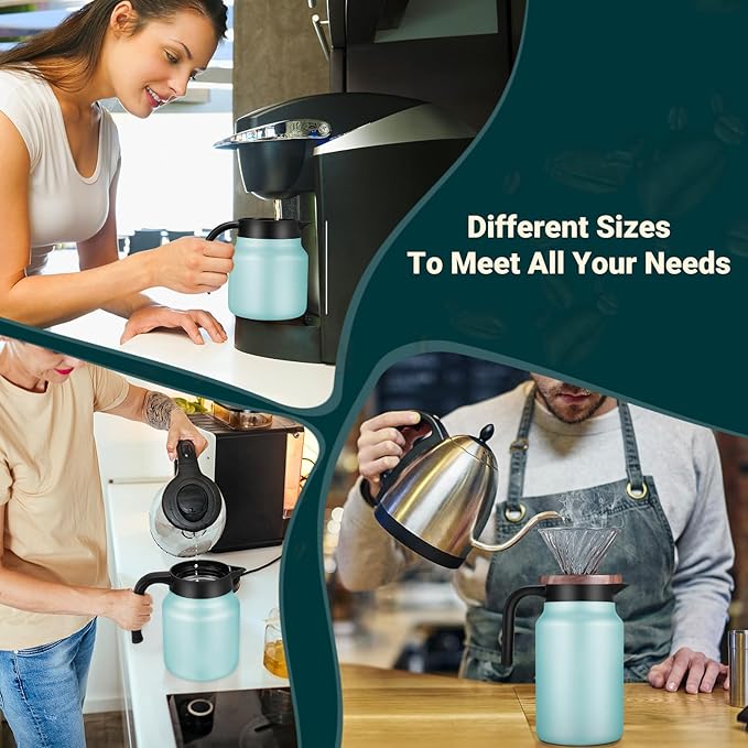 34Oz Thermal Coffee Carafes For Keeping Hot/Cold, Stainless Steel Coffee Carafe, Dustproof Insulated Water Carafe for Party/Home,Blue