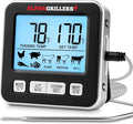 Alpha Grillers Meat Thermometer Digital for Oven - Large Display Oven Thermometer for Cooking - Leave-in BBQ Grilling Probe with 7 Presets, Timer, Alarm - Gifts for Men Him Boyfriend Husband
