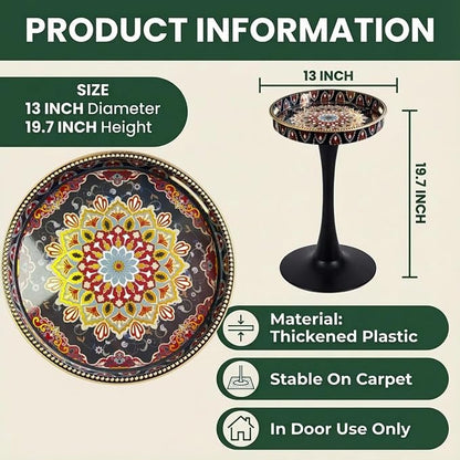 Gesodant Boho Chic Round Side Table, Stable Hourglass Pedestal Base, Unique - Image 3