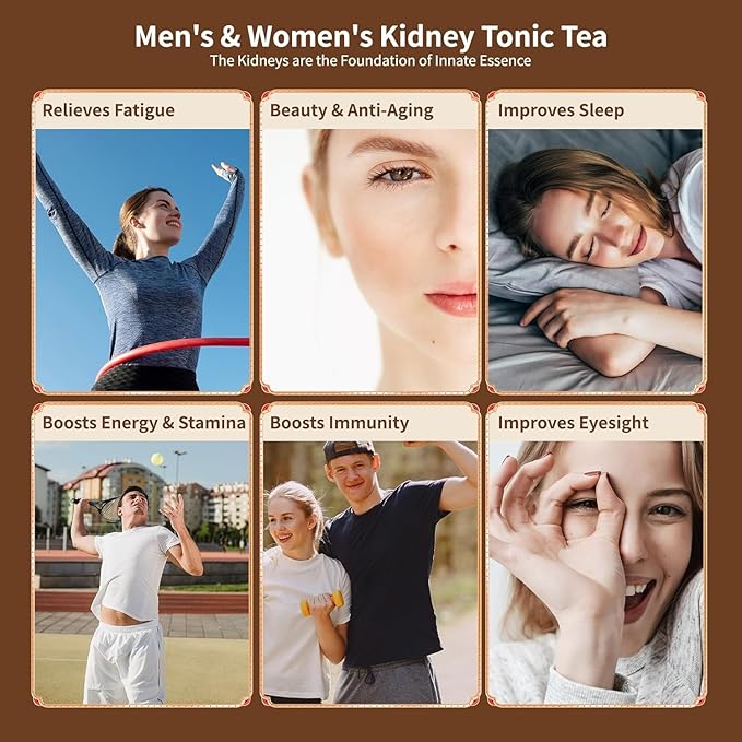 Ginseng Five Treasures Tea Kidney Tea, Traditional Chinese Herbal Tea, Natural Organic Kidney Cleanse Detox Tea for Women & Men, 7 Precious Ingredients Formula(1 Pack/25 Bags)