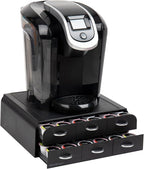 Mind Reader Single Serve Coffee Pod Organizer with 2 Drawers, 72 Pod Capacity, Countertop, 14"L x 12.25"W x 4.75"H, Black
