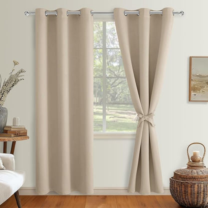 Blackout Curtains for Bedroom, 42 x 84 Inches Long, Taupe 2 Panels | Thermal - Image 8