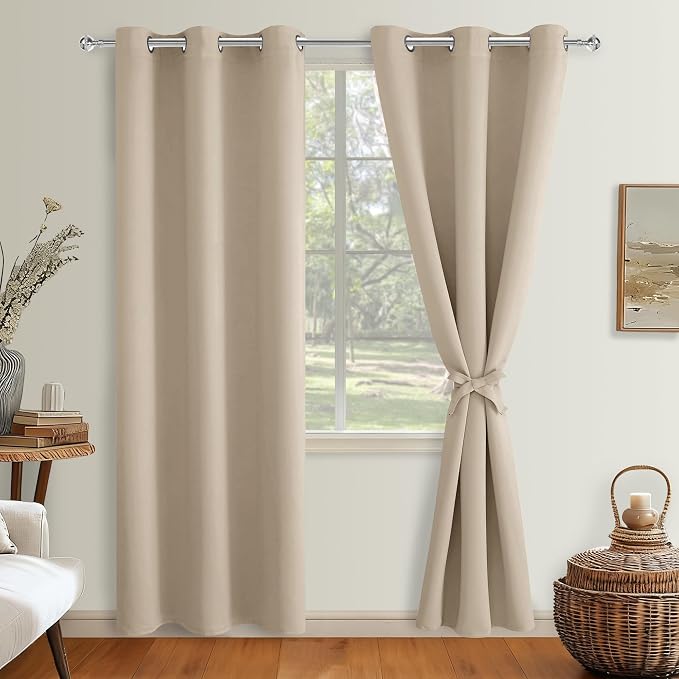 Blackout Curtains for Bedroom, 38 x 84 Inches Long, Taupe 2 Panels | Thermal - Image 8