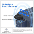 Waterdrop Large 27-Cup Mega Electric Water Filter Dispenser, 200-Gallon Rechargeable Instant Pitcher, NSF/ANSI 42&53&401&372, Reduce PFAS, Lead, Chlorine, with 1 Filter, Blue, Does not Lower TDS