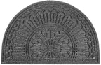 Mibao Door Mat Outdoor Indoor, 23.5" x 35.5", Half Round Door Mats, Non-Slip Front Door Mats Outdoor, Dirt Trapper Welcome Mats for Front Door, Back Door, Shoe Scraper, Grey
