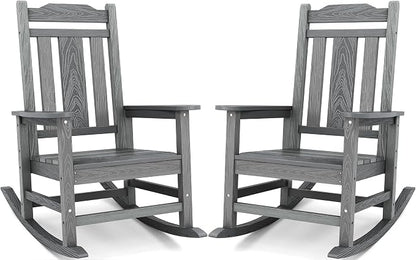 SERWALL Oversized Outdoor Rocking Chair Set of 2, All Weather Patio Rocking by SERWALL