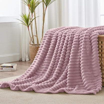 BEDELITE Striped Fleece Throw Blanket, Berry Purple, Soft Cozy, Lightweight Warm - Image 8