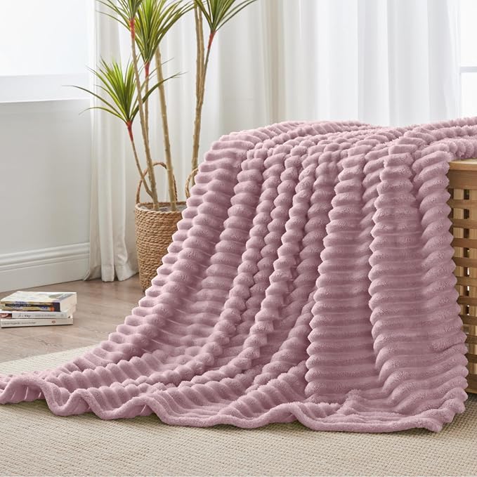 BEDELITE Ribbed Twin Blanket for Couch & Bed, Berry Purple, Warm Yet Lightweight - Image 8