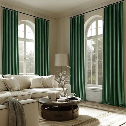 MIULEE Velvet Curtains 52x84 inches 2 Panels Hunter Green Blackout Curtains | - Image 5