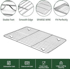 CEKEE Baking Sheet and Cooling Rack Set, 4PCS Stainless Steel Cookie Sheets for Baking with Baking Rack, Non Toxic & Heavy Duty & Easy Clean Baking Pan Tray for Toaster Oven, Size 18 x 12 x 1 Inch