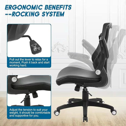Office Chair Ergonomic Desk Chair, Computer PU Leather Home Office Chair - Image 8