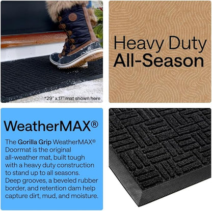 GORILLA GRIP 100% Waterproof All-Season WeatherMAX Doormat, US Designed Natural - Image 3