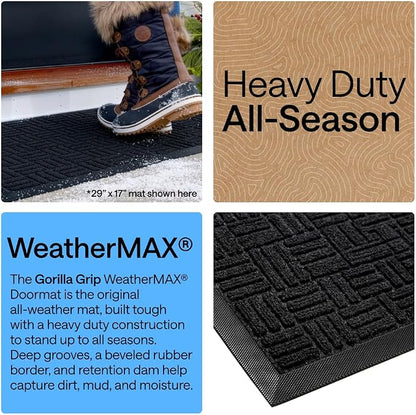 GORILLA GRIP 100% Waterproof All-Season WeatherMAX Doormat, US Designed Natural - Image 3