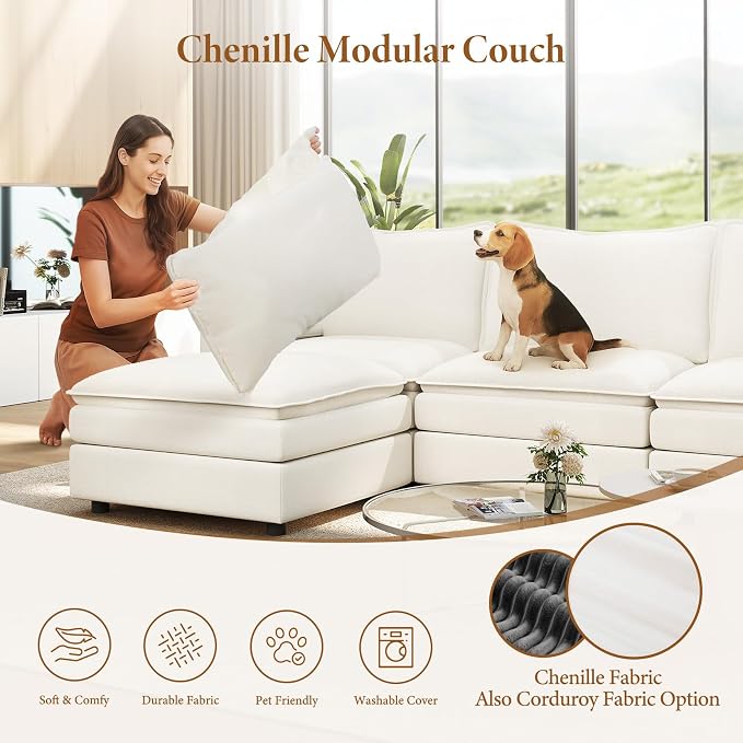 Vesgantti 108" Modular Sectional Sofa, Comfy Cloud Couch - Image 6