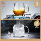 Large Glass Tea Cup, 25.6 oz Borosilicate Glass Tea Mug with Infuser and Lid, Clear Tea Cups for Brewing Scented Tea and Tea Bag