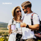 SUNWILL Travel Coffee Mugs Set of 4, Insulated Tumbler with Lid, 14 oz Stainless Steel Cup with Handle Bulk for Gift, Camping, Office, Powder Coated Orchid, Iceberg, Mint, Sakura