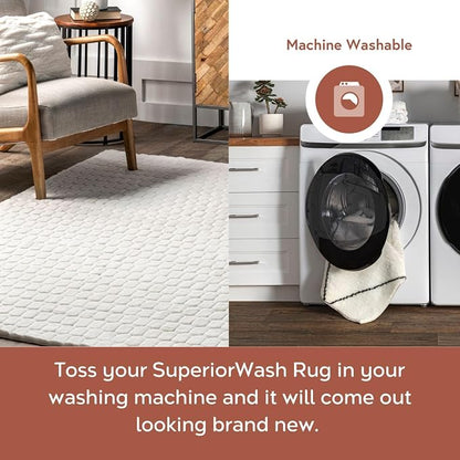 nuLOOM Nia White Geometric Washable Area Rug - Image 4