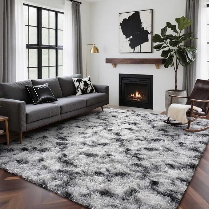 8x10 Ft Extra Large Shag Rugs for Living Room, Tie Dyed Ultra Soft Fluffy Furry by Cuzwlovita