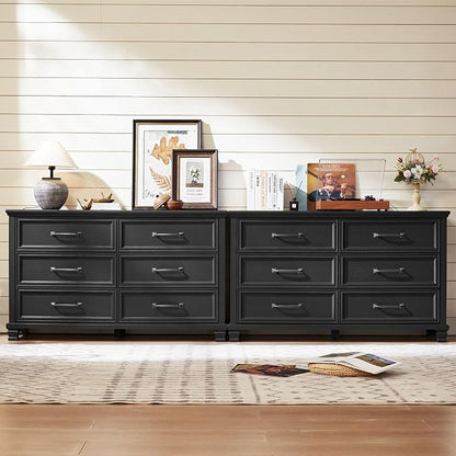SAVOR LIFE Farmhouse Black 6 Drawer Dresser - Image 6