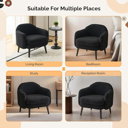 VINGLI 30.3" Wide Modern Barrel Accent Armchair - Image 7