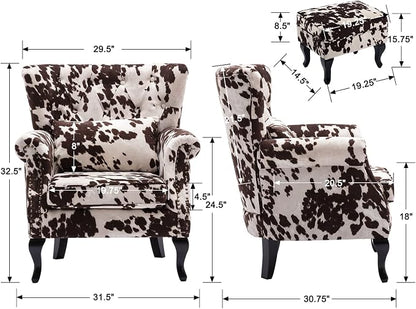 Mid Century Modern Accent Chair Upholstered Armchair Comfy Velvet Tufted - Image 2