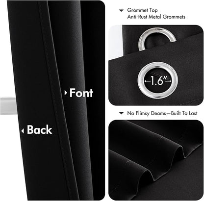 MIULEE Blackout Curtains for Bedroom 2 Panels 40 x 84 Inch Long Black | Thermal - Image 4