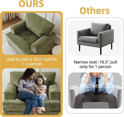 Oversized Living Room Chairs Set of 2, Comfy Accent Chair - Image 4