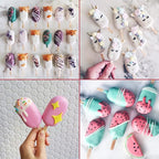 Sakolla Popsicle Silicone Mold, 4 Cavities Ice Pop Molds, Ice Cream Mold Oval Cake Molds with 50 Wooden Sticks