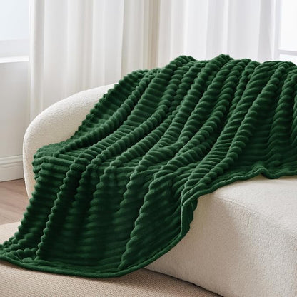 BEDELITE Ribbed Twin Blanket for Couch & Bed, Forest Green, Warm Yet Lightweight - Image 6
