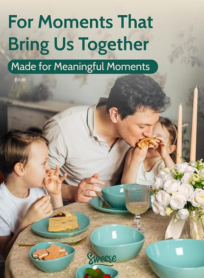 Sweese 18 oz Medium Porcelain Bowls - Set of 6 Shade of Blue Colored Serving Bowls for Soup, Salad, Pasta & Snacks