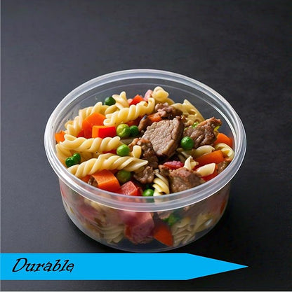 Mr Miracle 8OZ Deli Containers with Lids - 24 Pack of 8 oz Clear Airtight Reusable Plastic Food and Multi-Purpose Deli Containers - Microwave, Freezer, and Dishwasher Safe