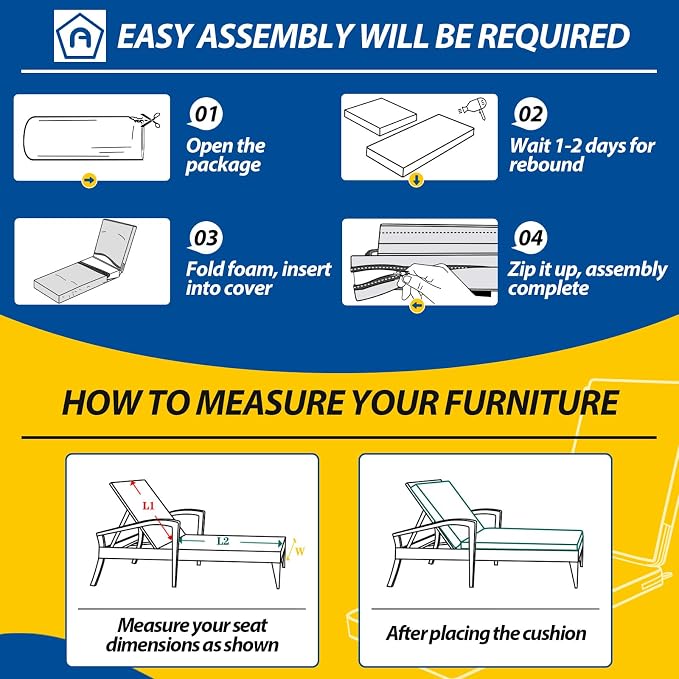 AAAAAcessories Outdoor Chaise Lounge Cushions, Waterproof Patio Furniture - Image 8
