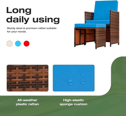 Devoko 4 Pieces Patio Wicker Furniture Set Outdoor Patio Chairs - Image 4