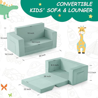Kids Couch, 2-in-1 Toddler Chair Comfy 1-3 Years, Convertible Kids Chair - Image 3