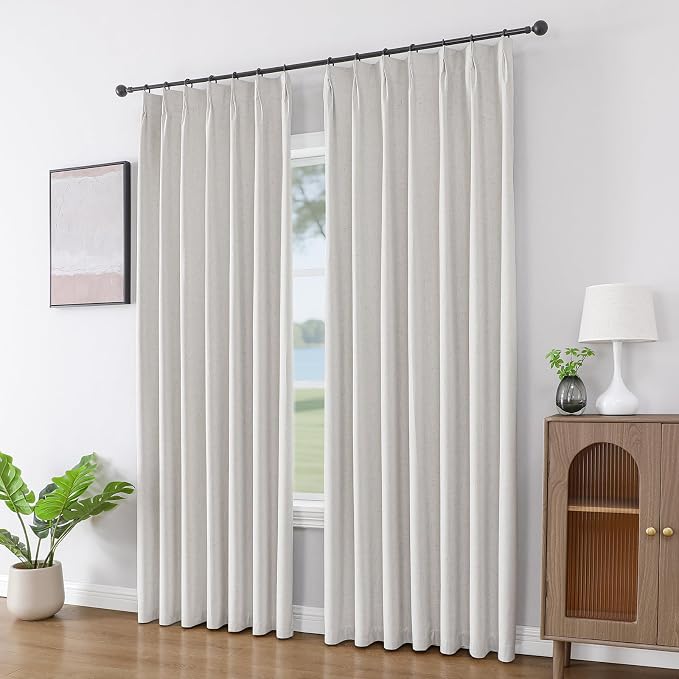 Joydeco 100% Blackout Pleated Curtains, Linen Window Curtains 2 Panel Sets 108 - Image 4