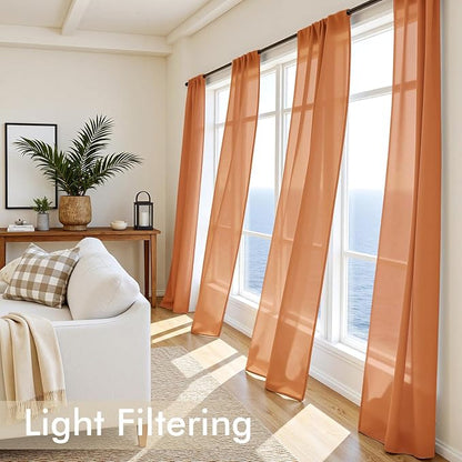 MIULEE Fall Orange Sheer Curtains 84 Inches Long 4 Panels 42 x 84 Inches | - Image 4