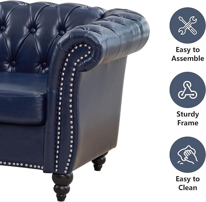 Mid-Century Sofa Chair, Faux Leather Accent Chair - Image 4