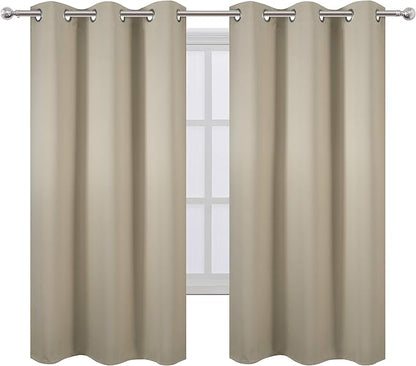 Beige Blackout Curtains 34 x 63 Inch Length/Set of 2 Curtain Panels/Thermal - Image 2