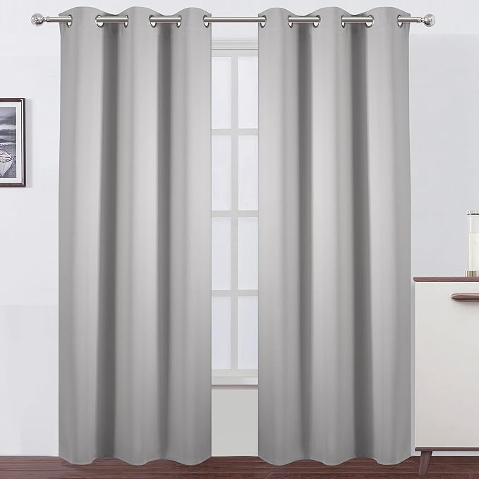 Light Grey Blackout Curtains 34 x 84 Inch Length/Set of 2 Curtain - Image 2